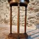 Pair of antique solid wood half-moon side tables, 19th century