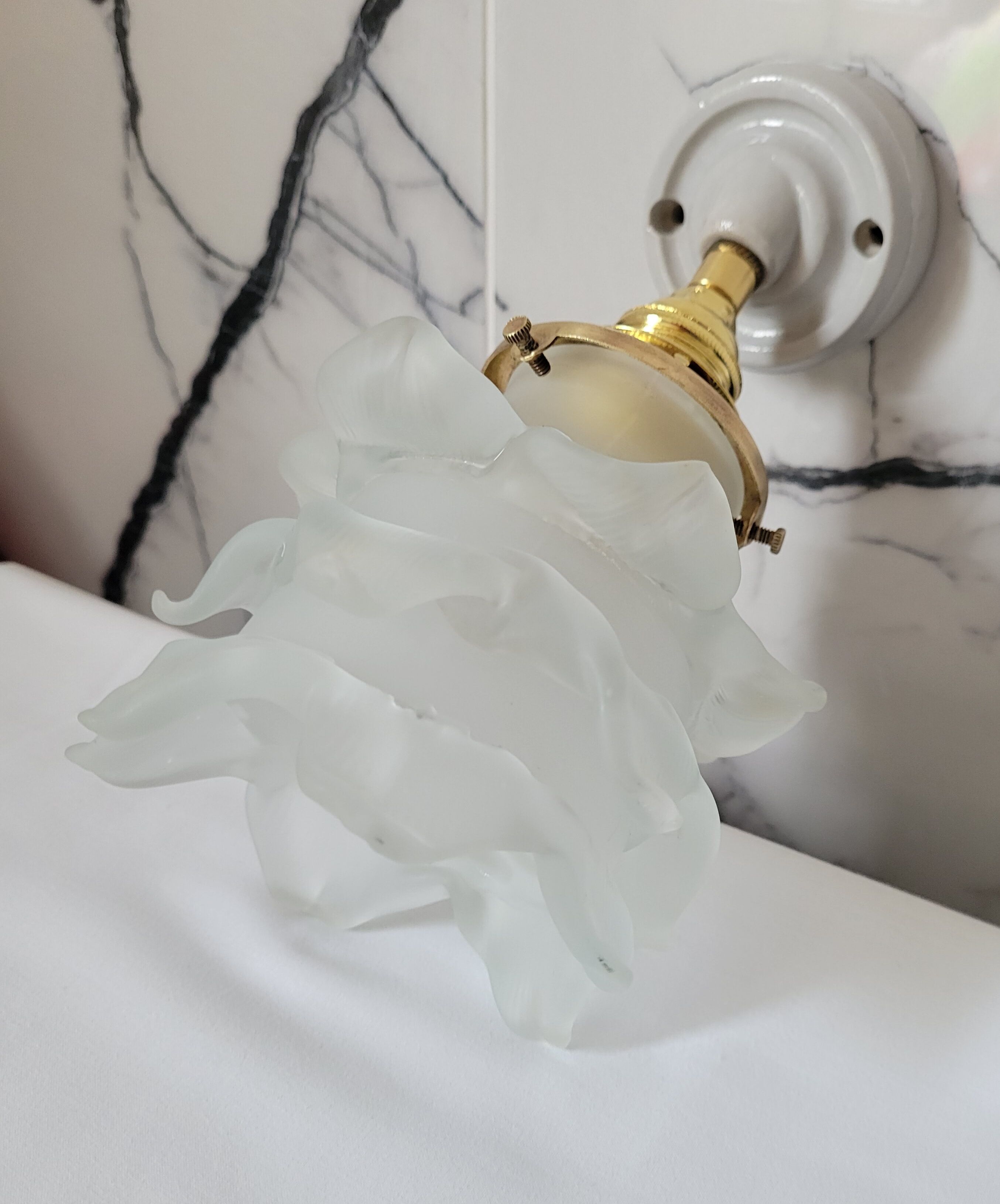 Glass and porcelain flower wall lamp