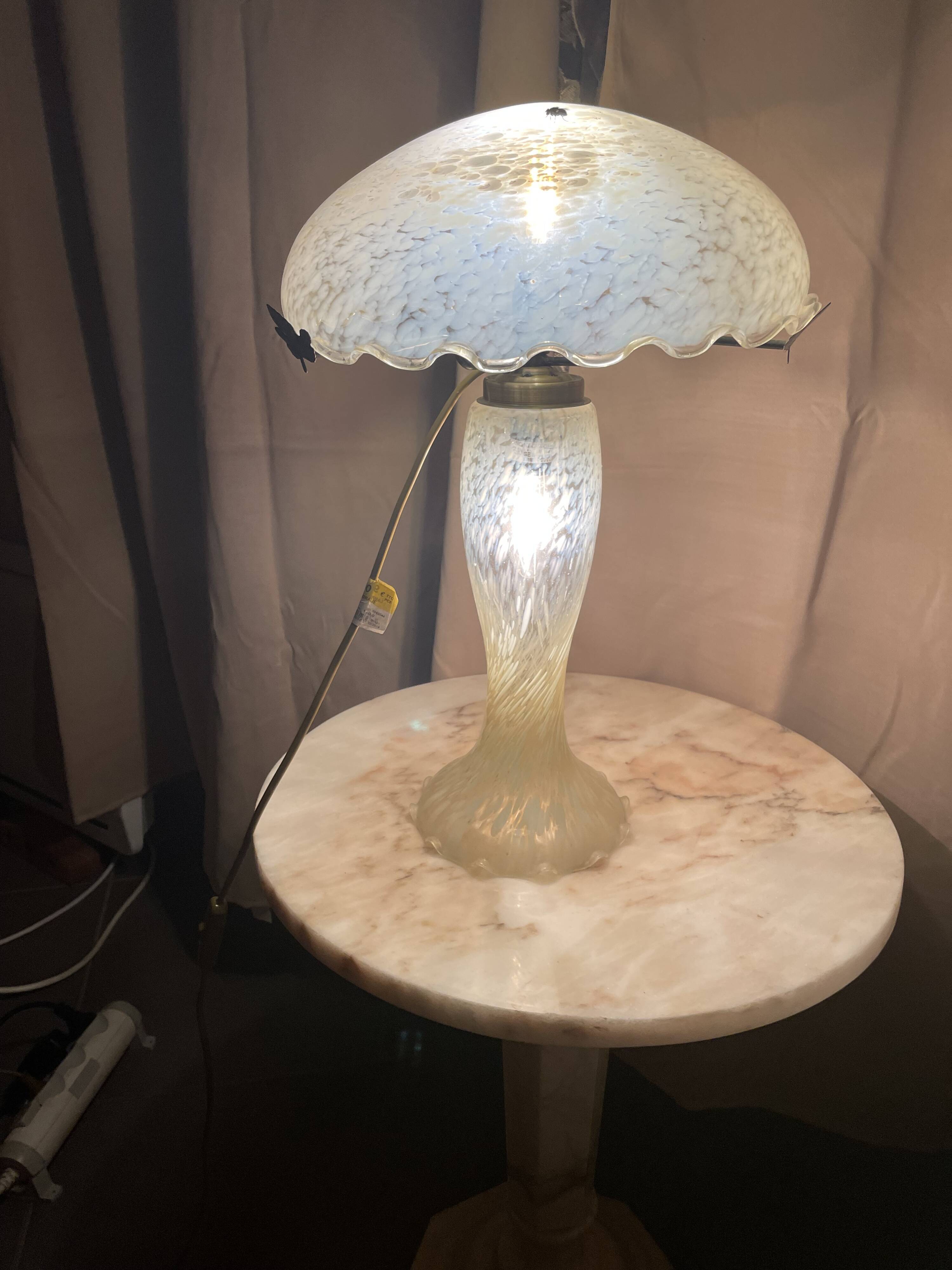 Yellow glass mushroom lamp