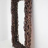 Large Mid-Century Tropical Wood Wall or Floor Mirror