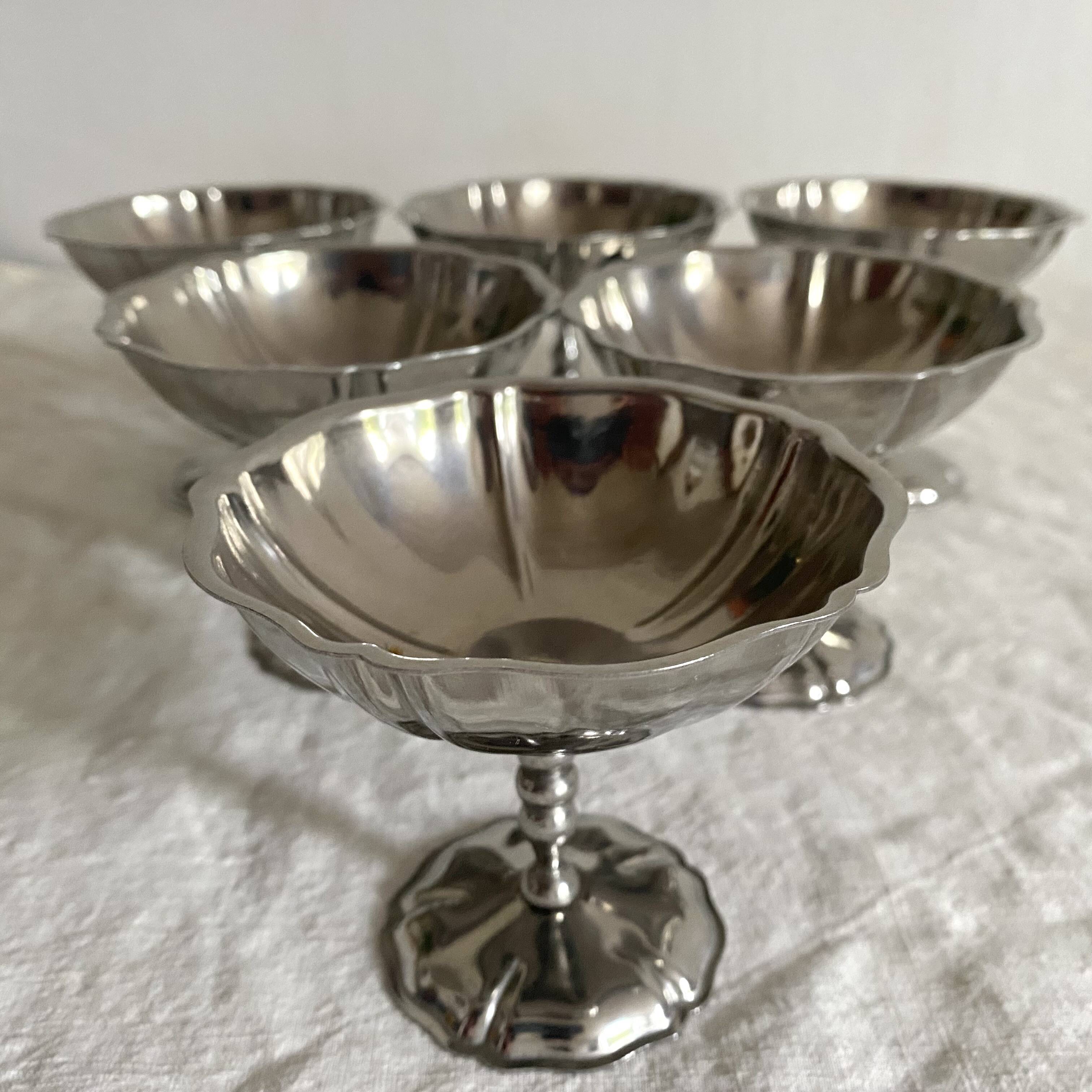 Vintage stainless steel stemmed cups