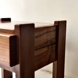 Side table, bedside table in elm wood, Maison Regain 1960