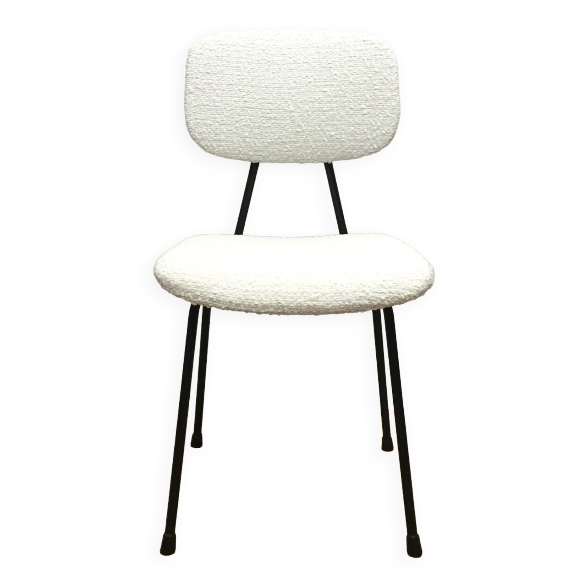 Series of 4 Kembo chairs reupholstered loop