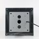 Grey metal cubic design lamp, coloured filters and Japanese signature.
