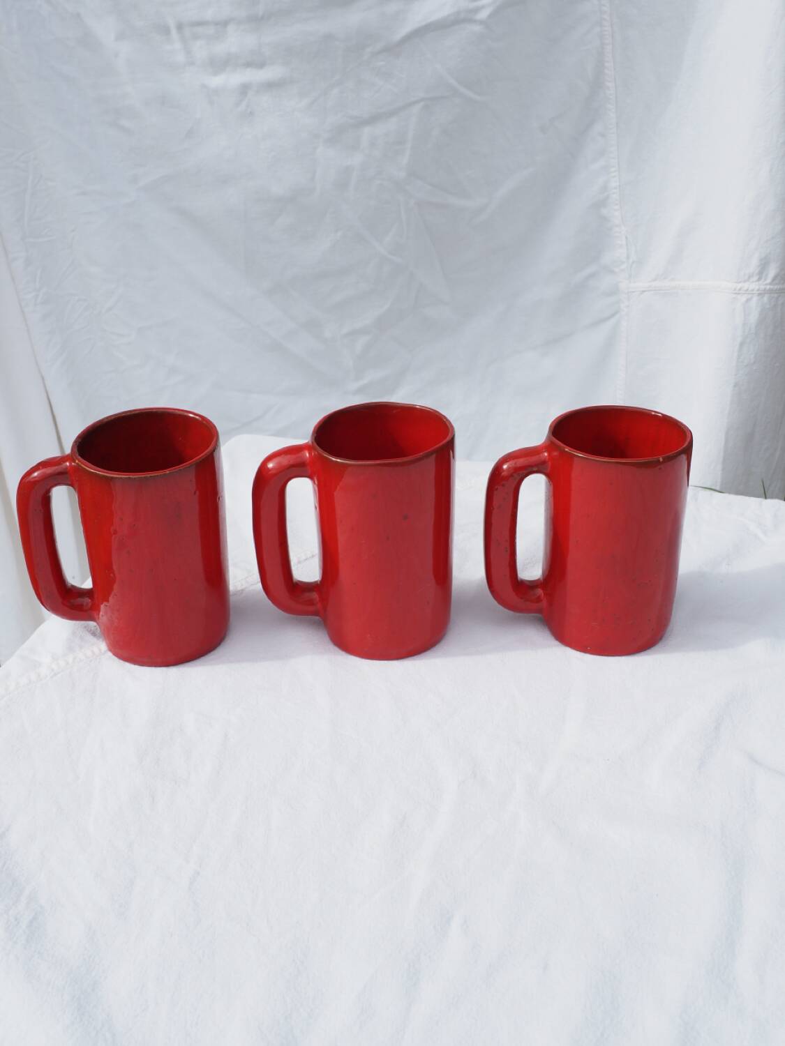 3 large mugs (tankards) from Vallauris, 1970s