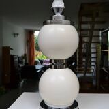 Delmas lamp base in white metal and chrome from the 70s