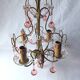 Vintage Murano drop pendant chandelier with pearl flower, 4 lights.