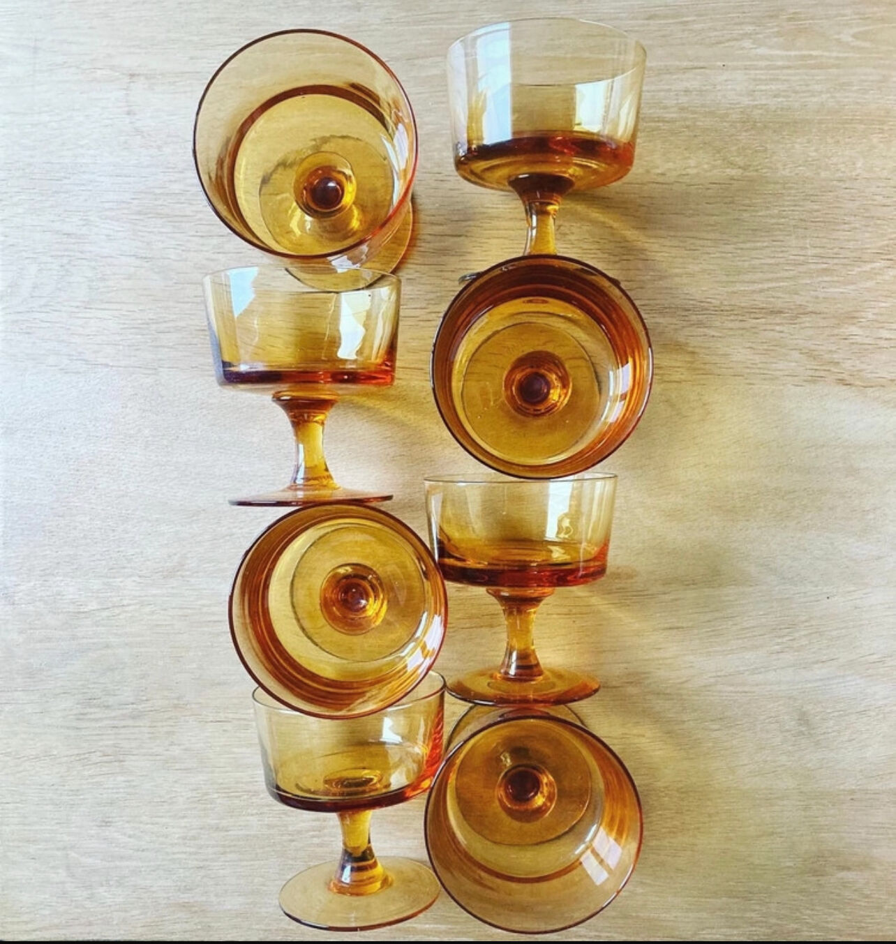 Set of 8 vintage orange glass ice cream cups.
