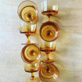Set of 8 vintage orange glass ice cream cups.