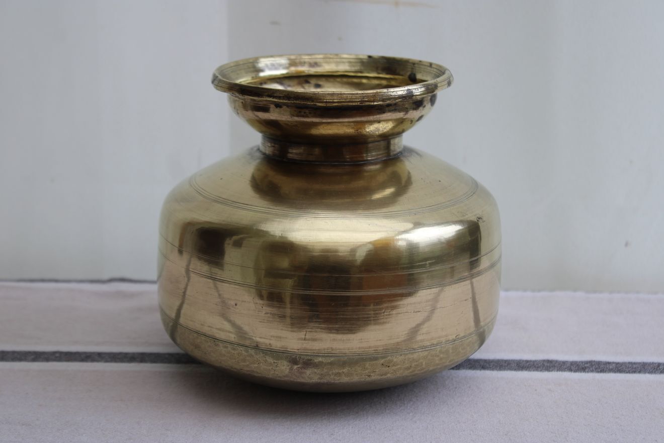 Golden brass vase