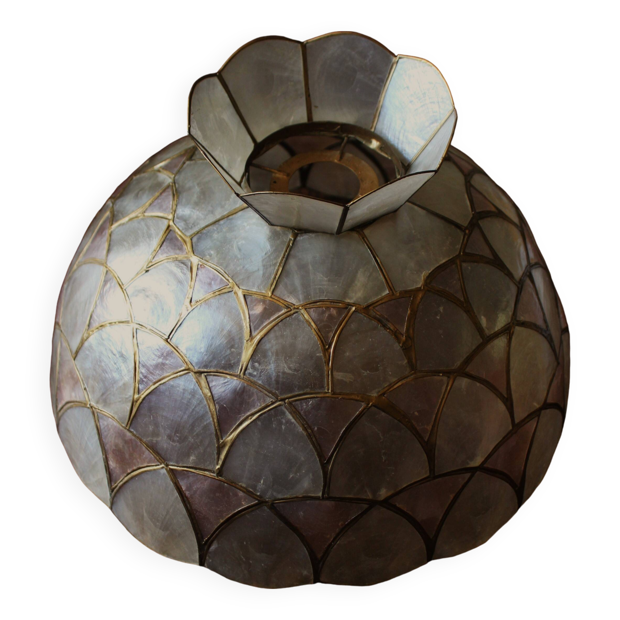 Vintage Brass Mother-of-Pearl Corolla Suspension