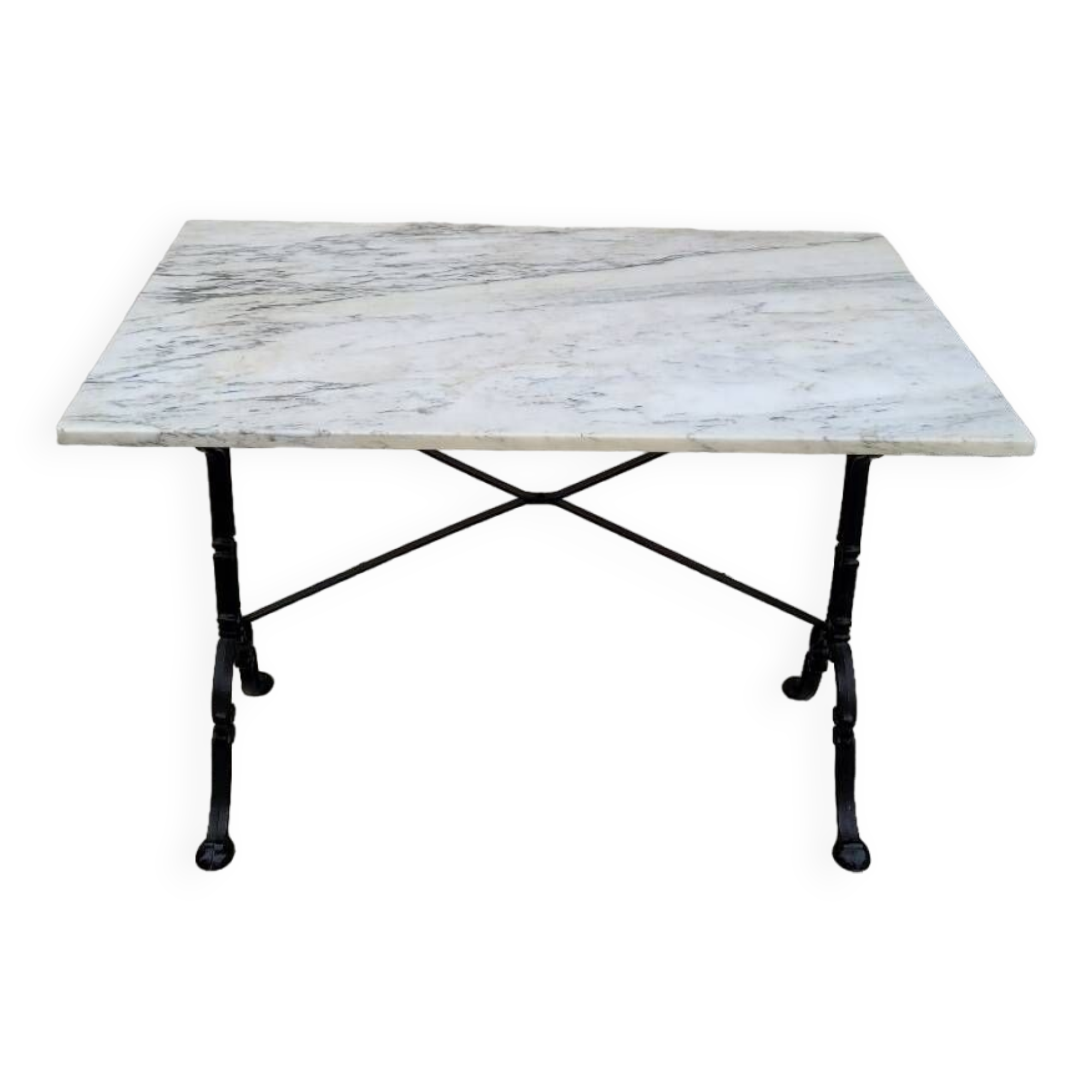 Marble and cast iron restaurant bistro table