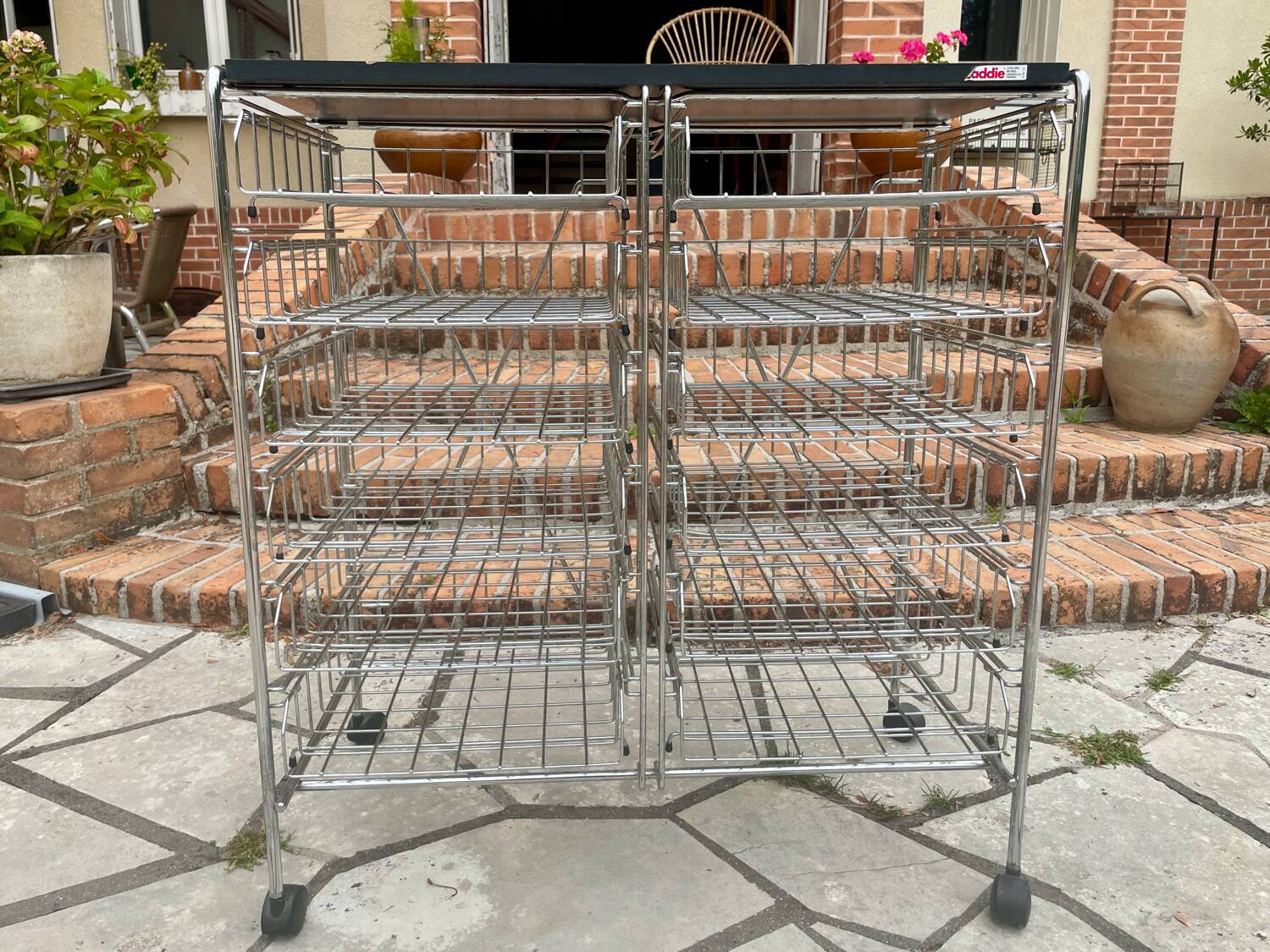 Vintage rolling cart dessert trolley