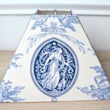 Square lampshade in blue toile de Jouy, Goddess Diana