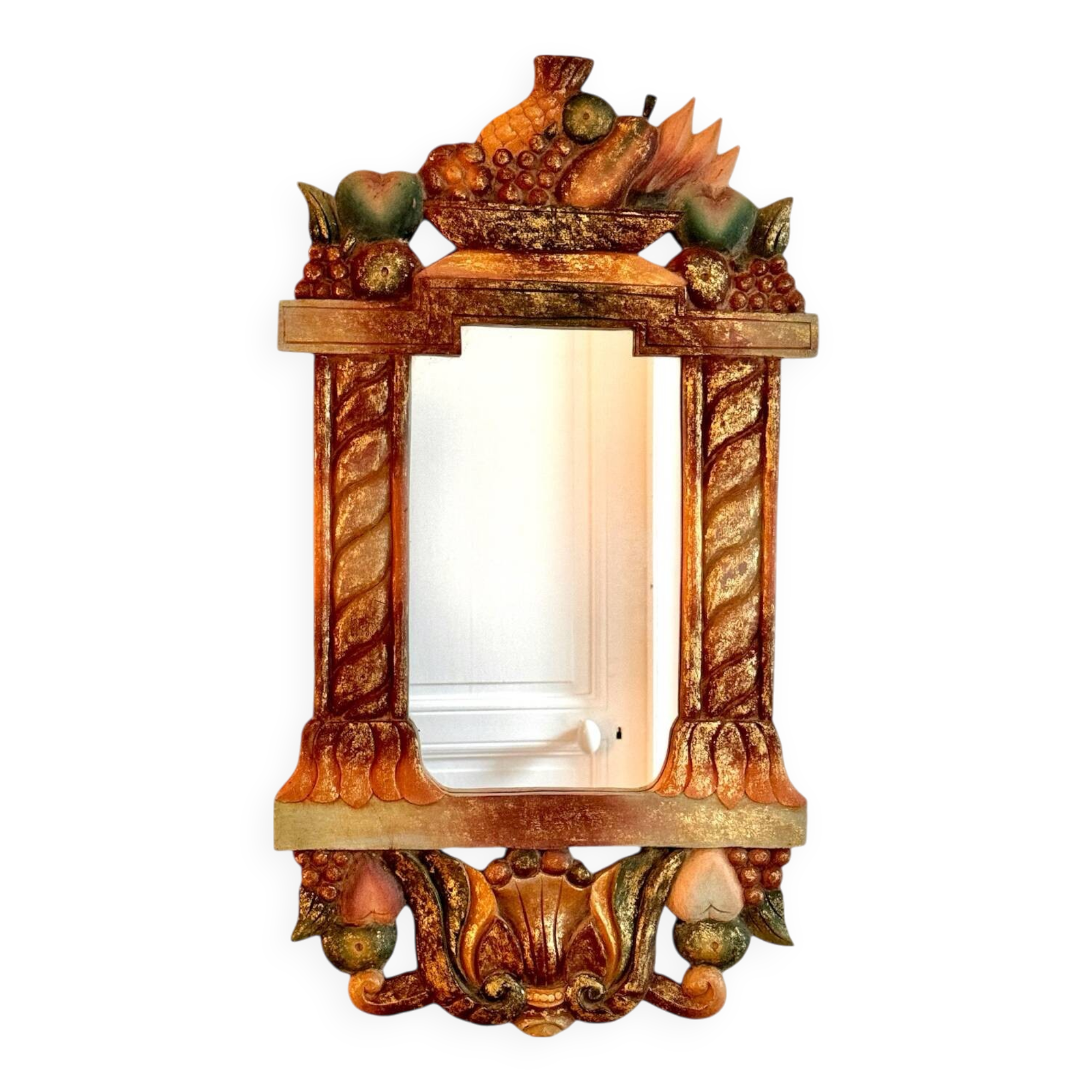 Vintage mirror in polychrome painted wood, 70´s
