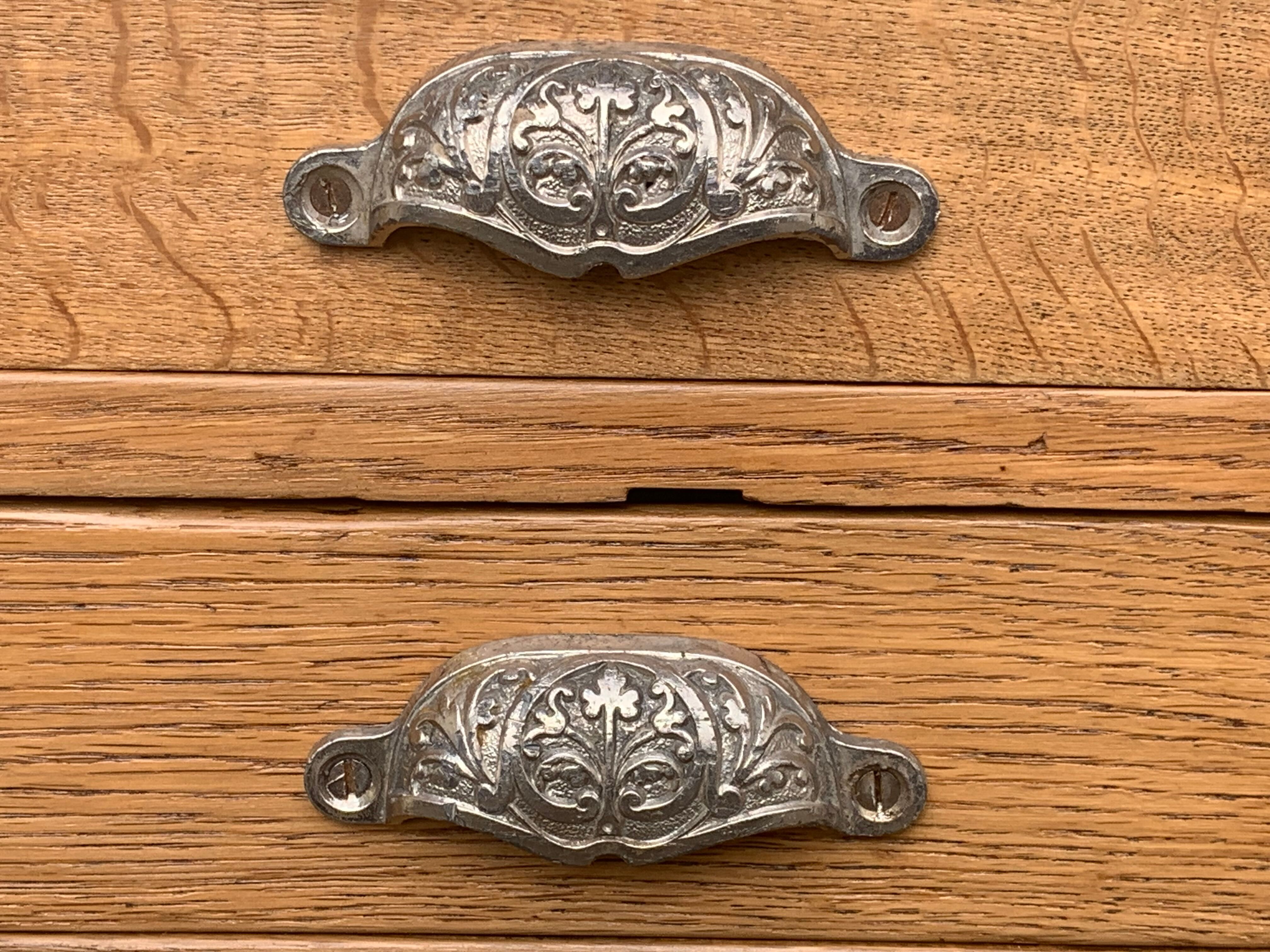 Solid desk in raw oak handles art deco shells