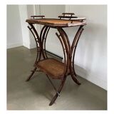 Table d'appoint antique en bambou et jonc de mer