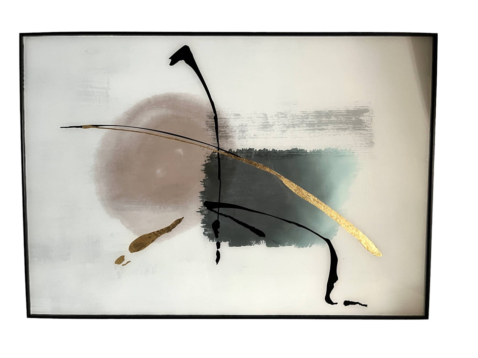 Painting on glass watercolor and gold abstraction important framing