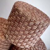 Vintage stool pouf in braided rope