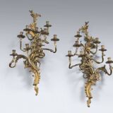 Large pair of rocaille style wall lights, 19th century