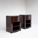 Set of Art Deco nightstands in dark wood