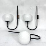 Mid-Century Italian set of three large sphere wall lamps from 60s