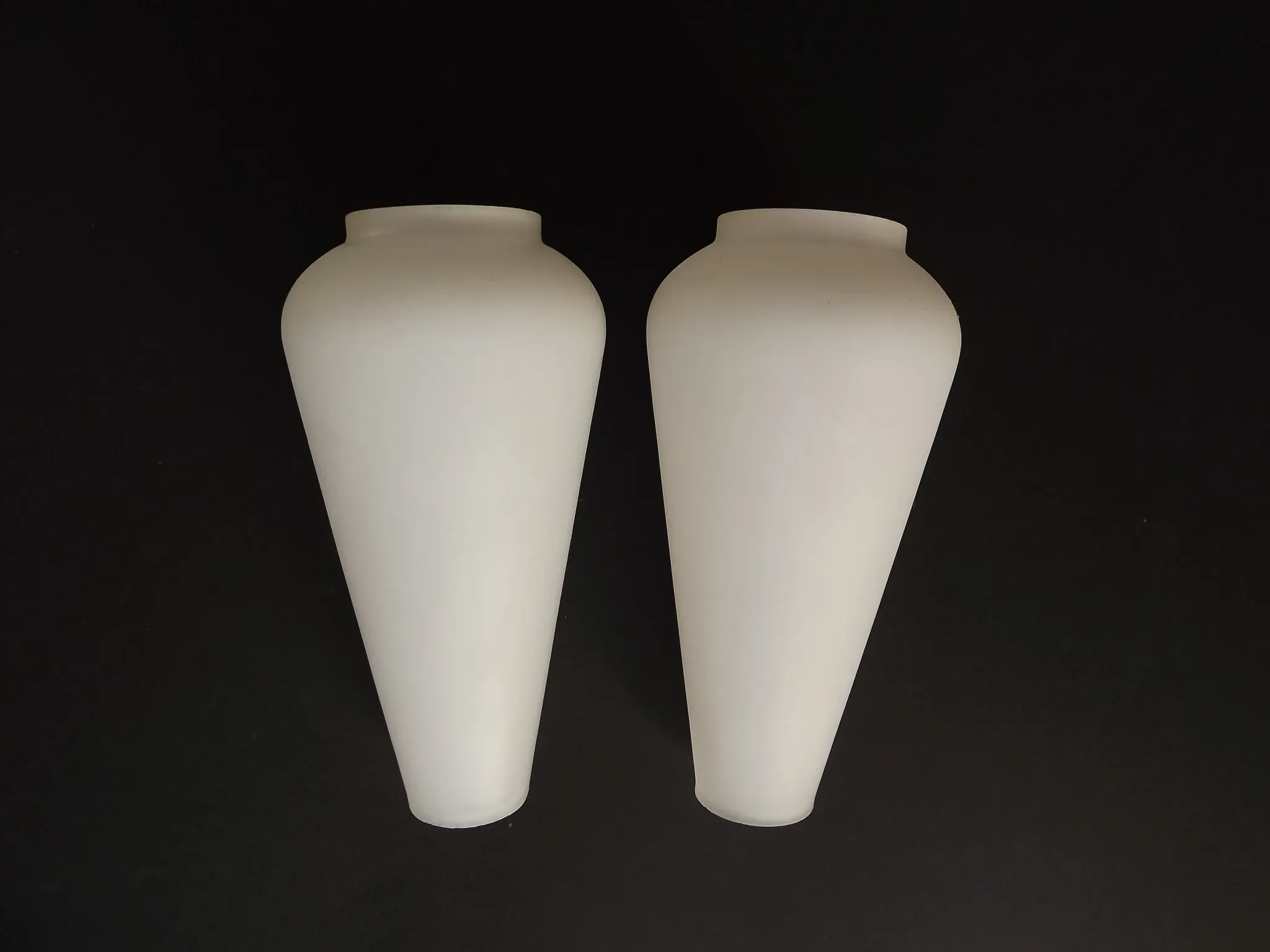 Pair Vintage Opaque White Glass Replacement Shades Chandeliers/Wall Lights