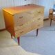 3-drawer chest of drawers - 60s - vintage - marquetry effect - spinning top feet