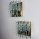 Pair of Zero Quattro sconces by Fontana Arte, Murano cut glass, Italy, circa 1970s