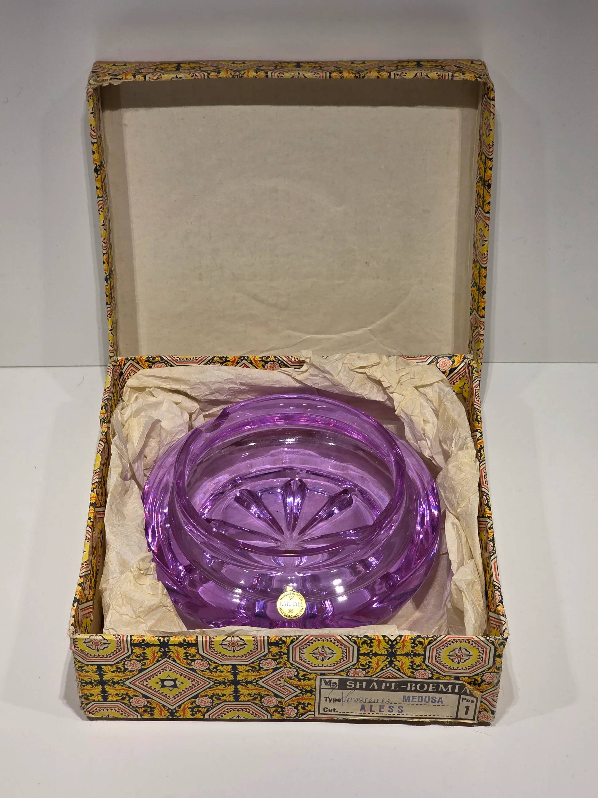 Cendrier vide poche cristal de Bohème mundgeblasen (soufflé à la bouche)