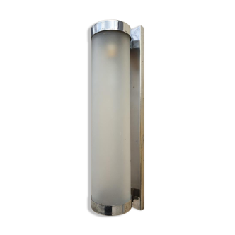 Modernist tubular wall lamp Bauhaus glass and chrome Art Deco