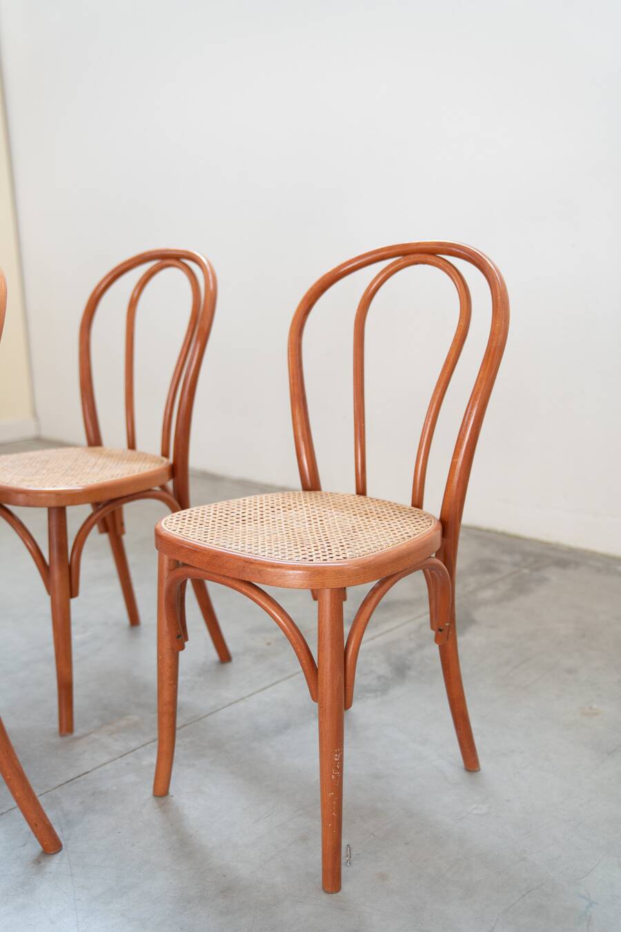 Bent beech wood chairs with straw seats, no. 34 total, 1990-2000