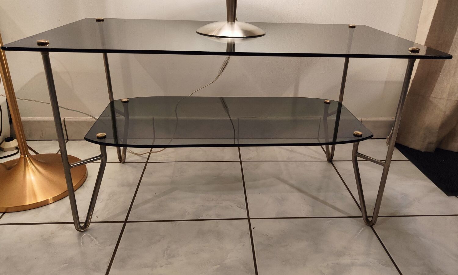 Coffee table 1950 vintage smoked glass