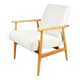 Armchair 'Lis', 1970s, white boucle, design by Henryk Lis - light wood