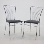Set of Six Italian Chrome and Bouclé Dining Chairs, 1970s