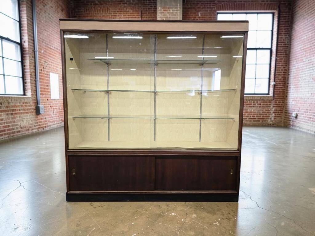 XL vintage wooden display cabinet / sideboard / wall cupboard
