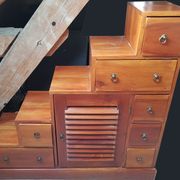 Solid exotic wood staircase cabinet - 7 Drawers and 1 door