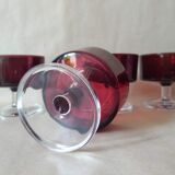 Vintage ruby red Luminarc cups 70'