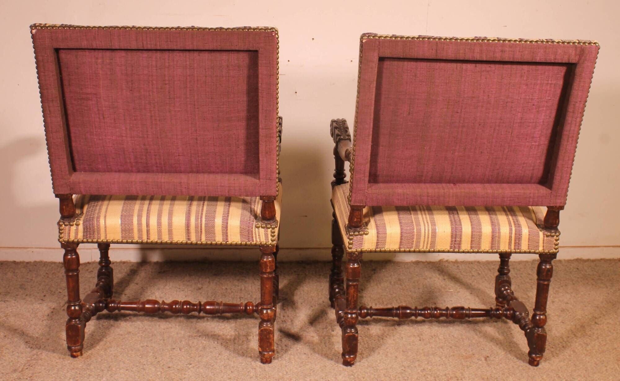 pair of Louis XIII period walnut armchairs - 17th century