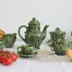 Vintage slipware cabbage-shaped sugar bowl