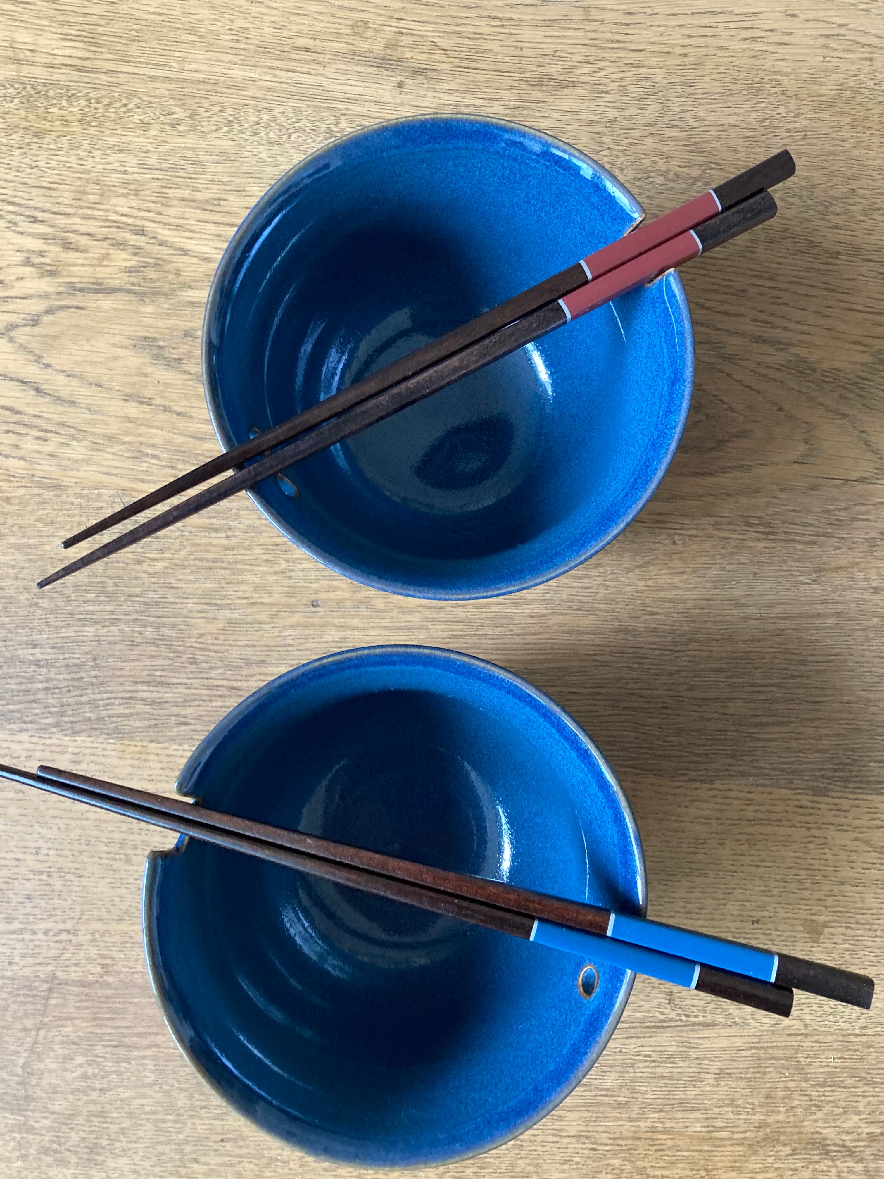 Service japonais en grès bleu