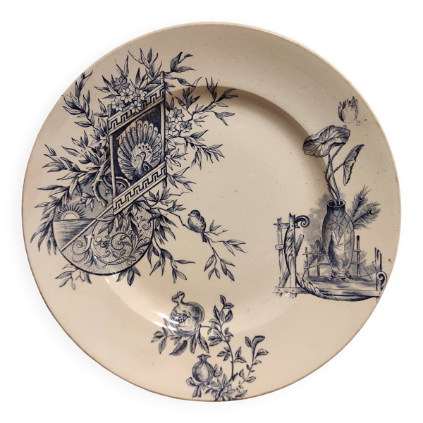 Français assiette de service vintage, R. Lafitte, Terre de Fer, Salins