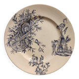 French vintage serving stand plate, R. Lafitte, Terre de Fer, Salins