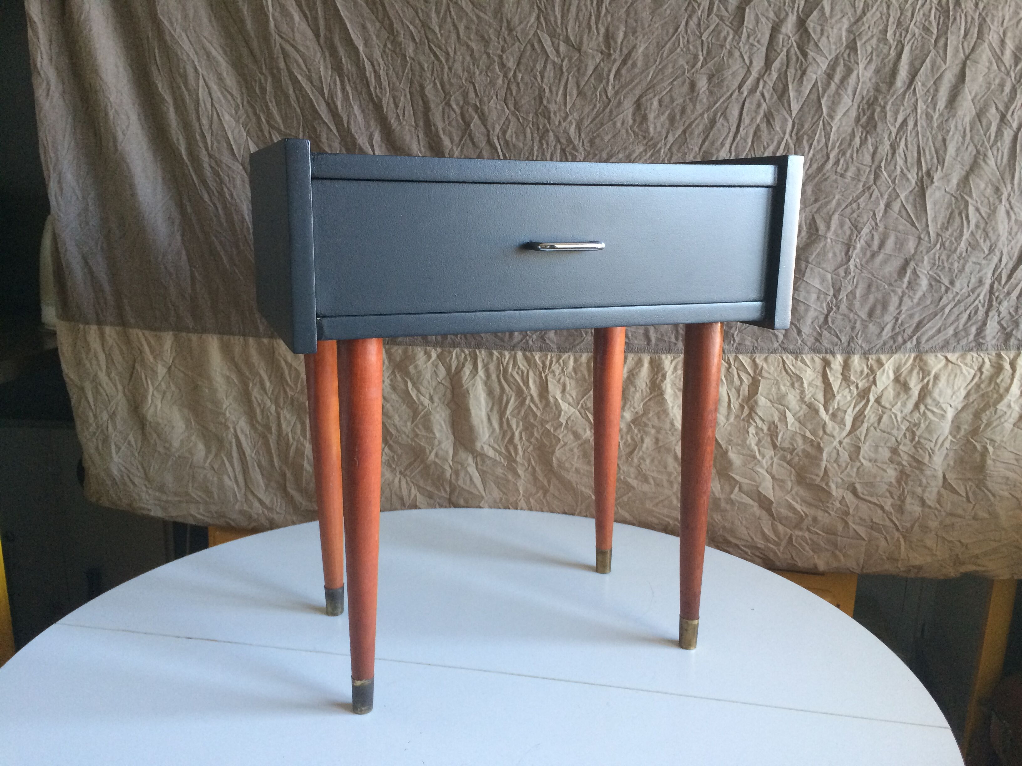 French vintage bedside revisited in black mast 60