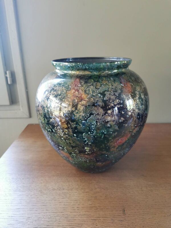 Vase en verre eglomise Laqué Line
