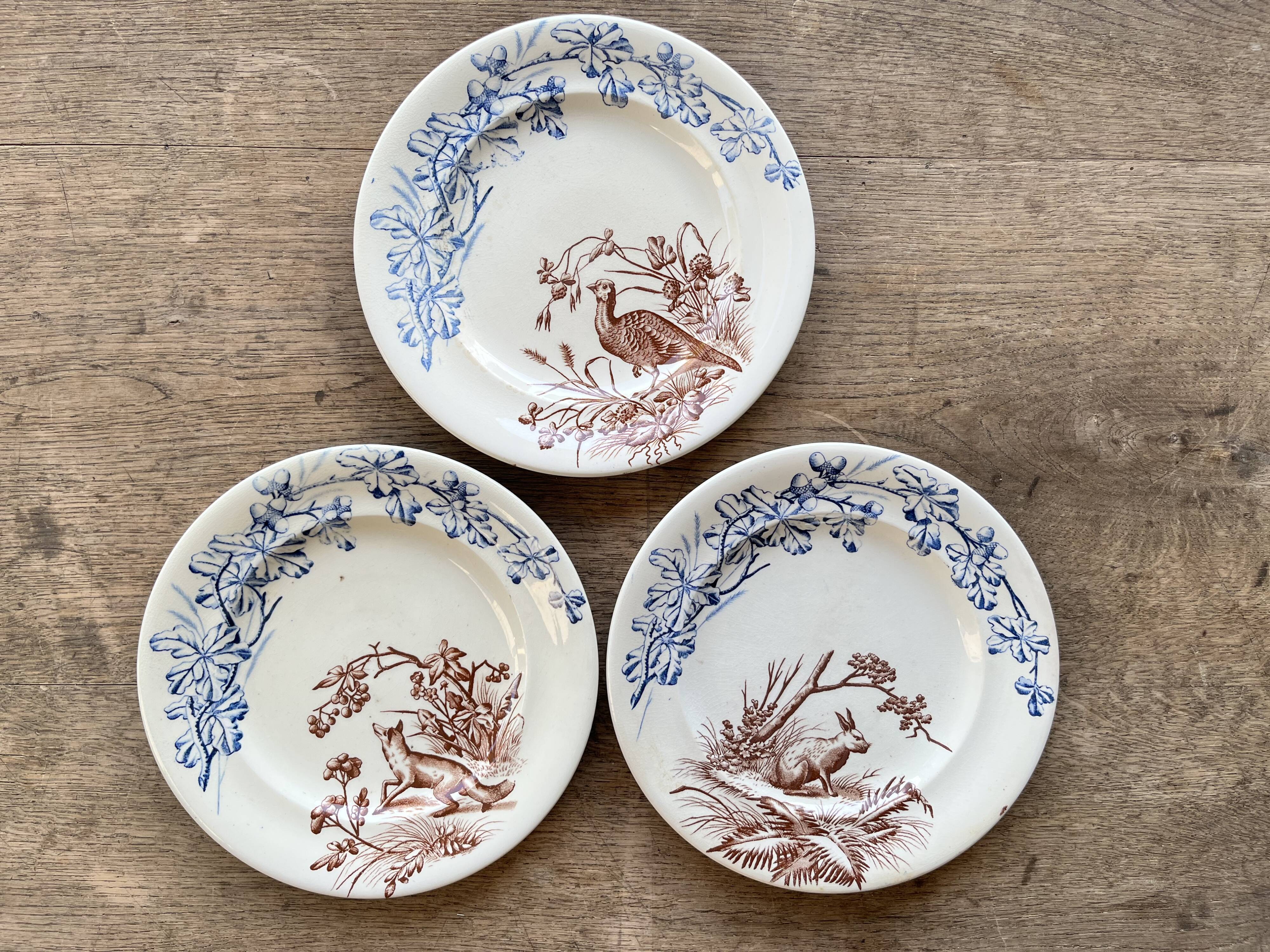 Set of 3 plates Terre de fer Clairefontaine 1880