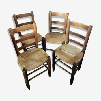 Series of 4 oak chairs mulched 50s