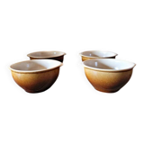 Vintage earthenware bowl with handles, brown colour.