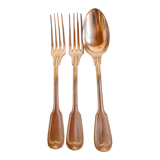 Set of 3 poinconned silver cutlery