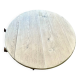 restored raw oak round table from yesteryear
